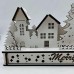 White wood Christmas light up decoration - two different scenes - village with tree and houses or a carousel. Hand assembled with LED lights White wood Christmas light up decoration - two different scenes - village with tree and houses or a carousel. Hand assembled with LED lights