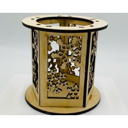 Snowflake tealight holder - gives cosy glow - hand assembled wooden laser cut tealight holder