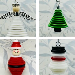 Christmas tree ornament decoration - choose from Angel, Snowman, Elf, Santa or Tree. Handmade button decorations - mix and match