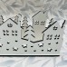 White wood Christmas scene featuring houses and trees â ideal for windowsill or mantlepiece White wood Christmas scene featuring houses and trees â ideal for windowsill or mantlepiece