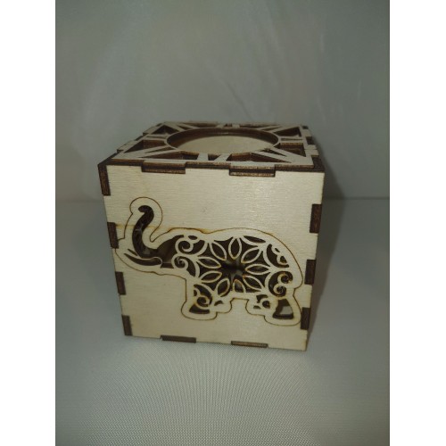 Elephant tealight holder - laser cut mandala style with elephant design tealight holder
