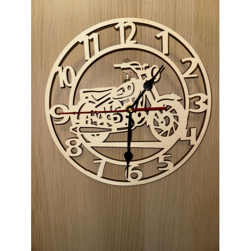 Motorbike themed wood clock - battery operated