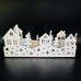 White wood Christmas scene featuring houses and trees â ideal for windowsill or mantlepiece White wood Christmas scene featuring houses and trees â ideal for windowsill or mantlepiece