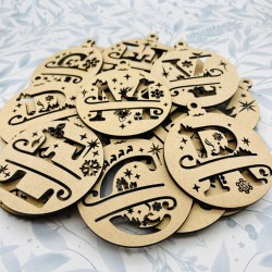 Wooden bauble alphabet letters - create your own names or personalise Christmas decorations with these 3mm ready to hang mdf shapes.