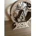Christmas wooden snow globe with LED light. Featuring a Christmas scene with Santaâs sleigh, reindeer, trees and cabin.