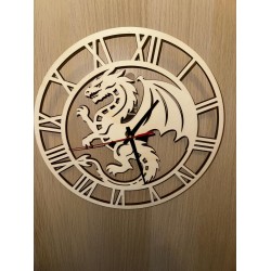 Wood dragon style clock - battery operated - ideal fantasy gift