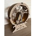 Christmas wooden snow globe with LED light. Featuring a Christmas scene with Santaâs sleigh, reindeer, trees and cabin.