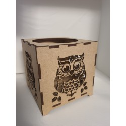 Owl tealight holder - Laser cut Mandala style wooden owl tealight