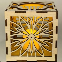 Flower tealight holder - Laser cut Mandala hand assembled wooden flower tealight holder