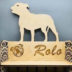 Dog lead holder or key hook with shelf and hooks - can be personalised with your pet's name and graphics