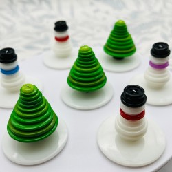 Christmas button snowman & tree ornament decoration. Cute little snowman and Christmas tree on a button base. Ideal for table or mantlepiece