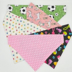 NO WASTE dog bandanas slide over collar - various colours and sizes - cotton