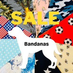 SALE Dog bandana slide over collar with FREE POSTAGE. Handmade in various designs and sizes - football, shamrock, bees, hearts, wolf & more